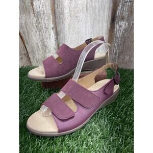 Hotter Shoes Easy Mauve Women's Wedge Peep Toe Sandal Heels US 6